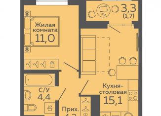 1-комнатная квартира на продажу, 36.5 м2, Екатеринбург, метро Ботаническая