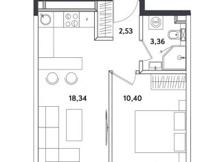 Продам 2-ком. квартиру, 35.3 м2, Москва, Окружной проезд, 10Б, ЖК Измайловский Парк