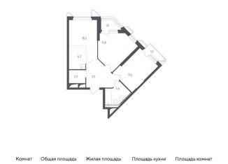 Продается двухкомнатная квартира, 55.7 м2, Московская область, жилой комплекс Спутник, 21