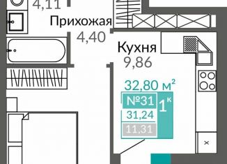 Продам 1-комнатную квартиру, 31.2 м2, Симферополь, проспект Александра Суворова