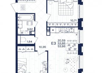 Продаю 2-ком. квартиру, 53.9 м2, Тула