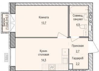 Продаю 1-комнатную квартиру, 38 м2, село Первомайский, жилой комплекс Санвилл, 5