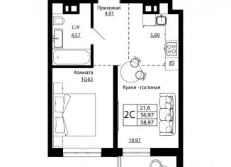 Продается 2-ком. квартира, 38.3 м2, Ростов-на-Дону, улица Текучёва, 370/2