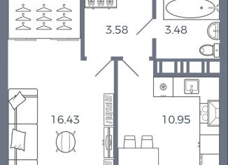 Продается 1-ком. квартира, 34.4 м2, село Николаевка