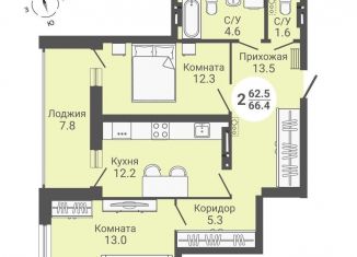 Продается двухкомнатная квартира, 70.3 м2, Новосибирск, улица Петухова, 168с2, Кировский район