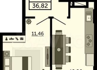 Квартира на продажу со свободной планировкой, 37 м2, Ростов-на-Дону, ЖК Город у Реки, улица 23-я Линия, 54с12