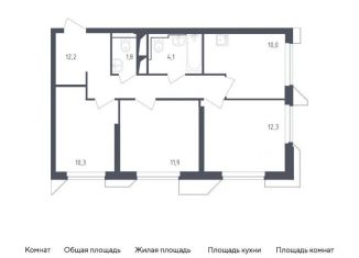 Продажа 3-ком. квартиры, 62.4 м2, Московская область, жилой комплекс Спутник, 21