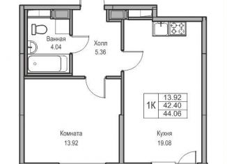 Продажа 1-ком. квартиры, 42.4 м2, Санкт-Петербург, Ивинская улица, 1к2