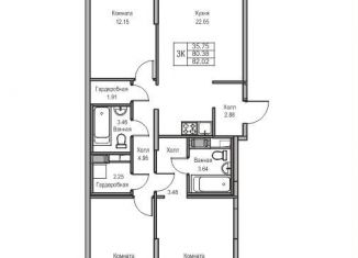 Продается 3-комнатная квартира, 80.4 м2, Санкт-Петербург, Ивинская улица, 1к2