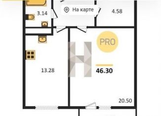 Продаю однокомнатную квартиру, 46.3 м2, Казань, Чистопольская улица, 88, ЖК Столичный