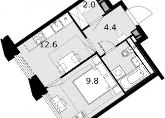 1-комнатная квартира на продажу, 32.8 м2, Москва