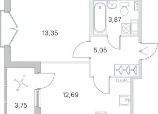 Продаю однокомнатную квартиру, 36.8 м2, посёлок Стрельна, ЖК Любоград