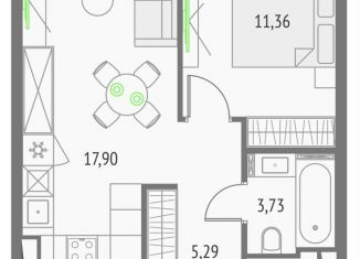 1-комнатная квартира на продажу, 38.3 м2, Москва, метро Дмитровская