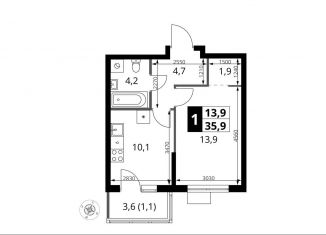 Продажа 1-комнатной квартиры, 35.9 м2, деревня Румянцево, СНТ Гипрохим, 1Ас1