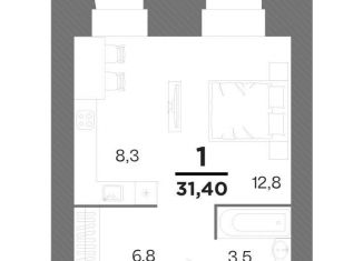 Продаю квартиру студию, 31.4 м2, Рязань