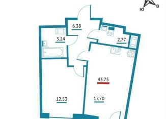 Продажа 1-ком. квартиры, 43.8 м2, Мурино