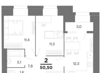 2-комнатная квартира на продажу, 49 м2, Рязанская область