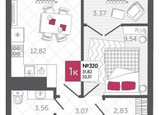 Продаю 1-комнатную квартиру, 36.7 м2, Тула, Калужское шоссе, 20к3