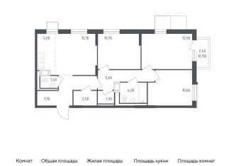 Продам 3-комнатную квартиру, 74.8 м2, посёлок Песочный, жилой комплекс Курортный квартал, 7