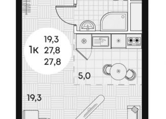 Продаю квартиру студию, 27.8 м2, посёлок городского типа Яблоновский