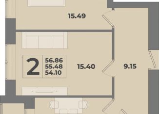 Продаю 2-комнатную квартиру, 56.9 м2, Калининградская область, Флагманская улица, 3А