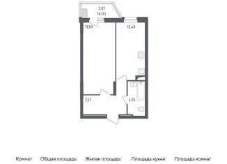 Продам 1-комнатную квартиру, 44.2 м2, посёлок Жилино-1, 2-й квартал, 1к1, ЖК Егорово Парк