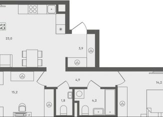 Продажа 2-комнатной квартиры, 69.3 м2, Екатеринбург, Чкаловский район