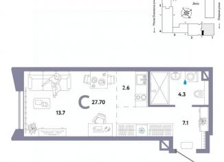 Квартира на продажу студия, 27.7 м2, Москва, Озёрная улица, 42с7, метро Говорово