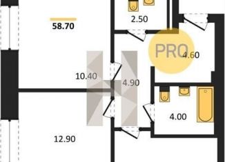 Продается 2-комнатная квартира, 58.7 м2, Новосибирск