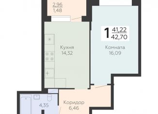 Продается 1-комнатная квартира, 42.7 м2, Воронеж, Коминтерновский район