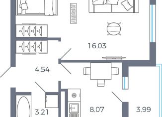 Продажа однокомнатной квартиры, 33.9 м2, село Николаевка