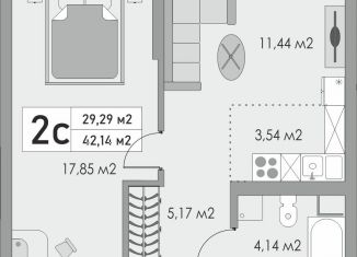 Продажа 2-комнатной квартиры, 42.1 м2, Оренбургская область, жилой комплекс Металлист, 7