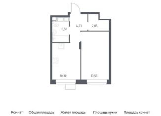 Продам 1-ком. квартиру, 34.4 м2, Балашиха, жилой квартал Новоград Павлино, к34