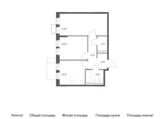 Продаю 2-комнатную квартиру, 51.9 м2, Московская область, микрорайон Пригород Лесное, к14.1
