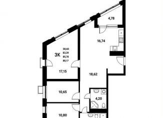 Продам 3-комнатную квартиру, 85.8 м2, Воронежская область, набережная Чуева, 7