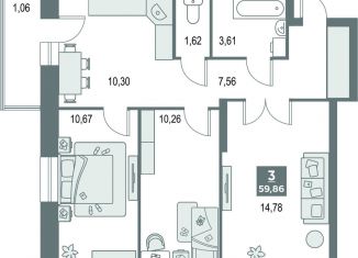 Продам 3-ком. квартиру, 59.9 м2, Кировская область, улица Рудницкого, 14