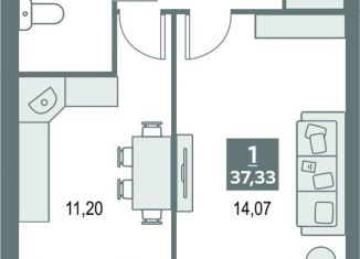 1-ком. квартира на продажу, 37.3 м2, Кировская область, улица Рудницкого, 14