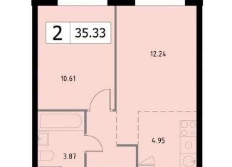 2-ком. квартира на продажу, 35.3 м2, Московская область