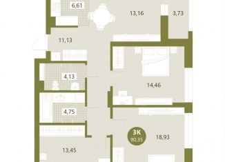 Продается 3-комнатная квартира, 90.4 м2, Тюменская область