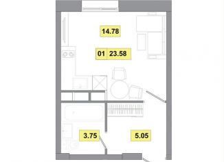 1-ком. квартира на продажу, 23.6 м2, деревня Радумля