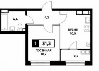 Продам 1-ком. квартиру, 31.3 м2, Ставрополь, Промышленный район, улица Николая Голодникова, 7к1