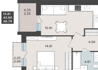 Продам 1-комнатную квартиру, 42.9 м2, Калининград, Ленинградский район, улица Александра Невского, 194А