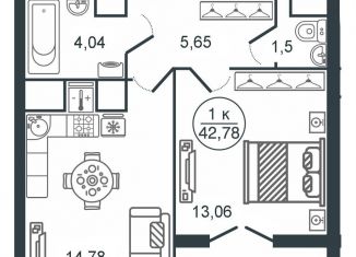 Продам 1-ком. квартиру, 42.8 м2, Тверь