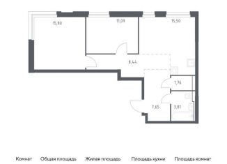 2-комнатная квартира на продажу, 64.1 м2, Москва, жилой комплекс Квартал Герцена, к2, район Бирюлёво Восточное