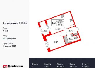 Продажа 1-ком. квартиры, 34.3 м2, Санкт-Петербург, Уральская улица, Уральская улица