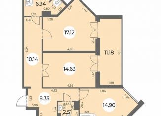 2-комнатная квартира на продажу, 80 м2, Санкт-Петербург, ЖК Огни Залива