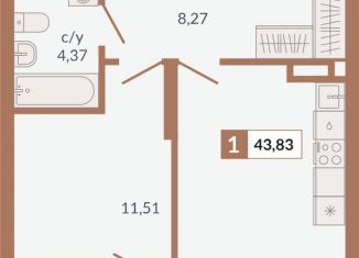 Однокомнатная квартира на продажу, 43.8 м2, Екатеринбург, метро Геологическая