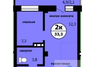 Продаю двухкомнатную квартиру, 33.3 м2, Красноярск