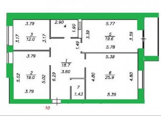 Продаю 3-комнатную квартиру, 103.8 м2, Вологда, Заречная улица, 12