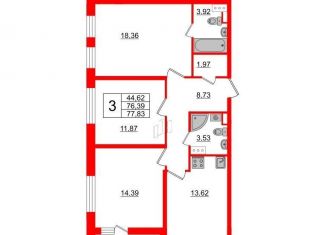 Продам 3-комнатную квартиру, 77.8 м2, Санкт-Петербург, 2-й Предпортовый проезд, 6